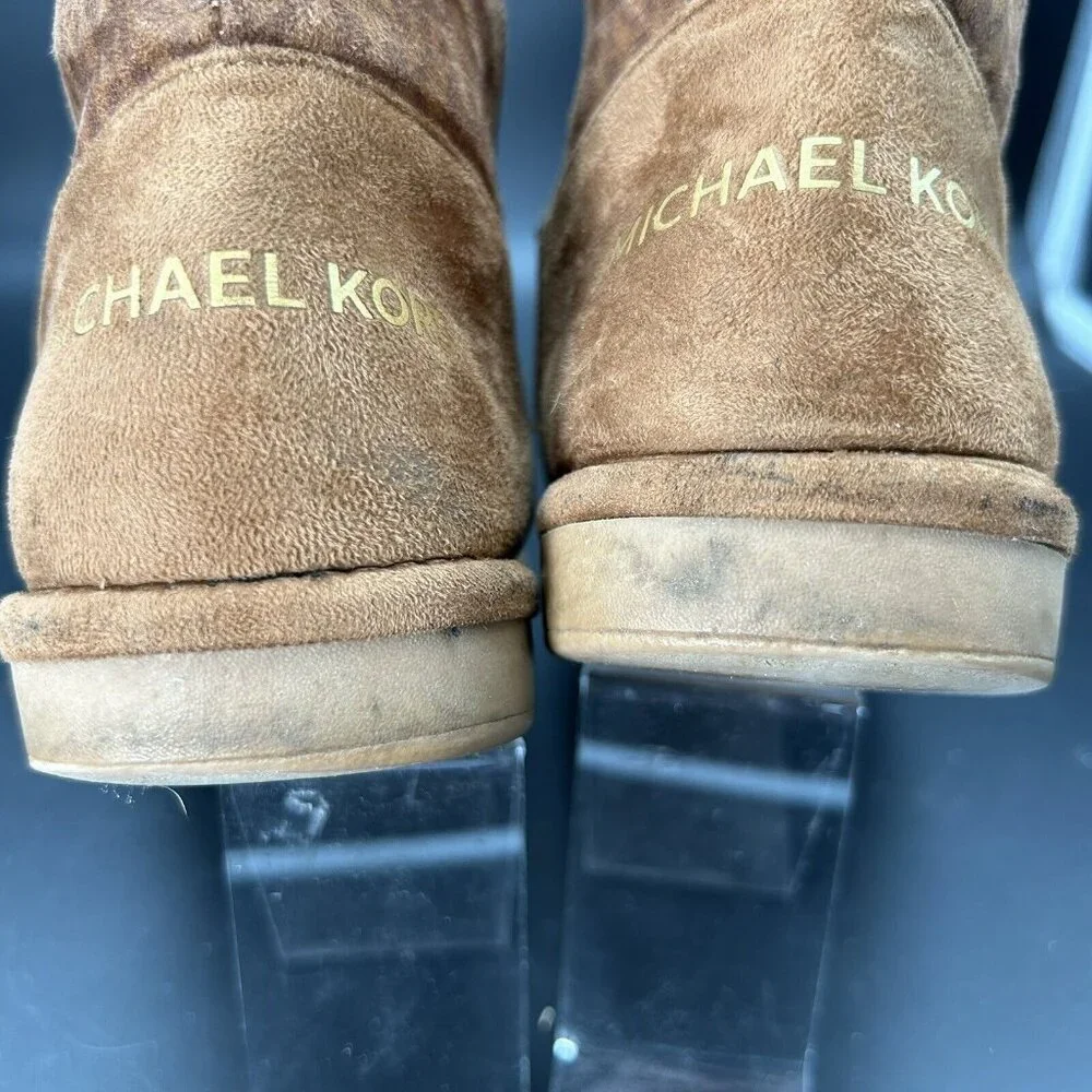 Michael Kors Boots Girls Size 4 Brown Faux Suede & Fur Ankle Zipper MK